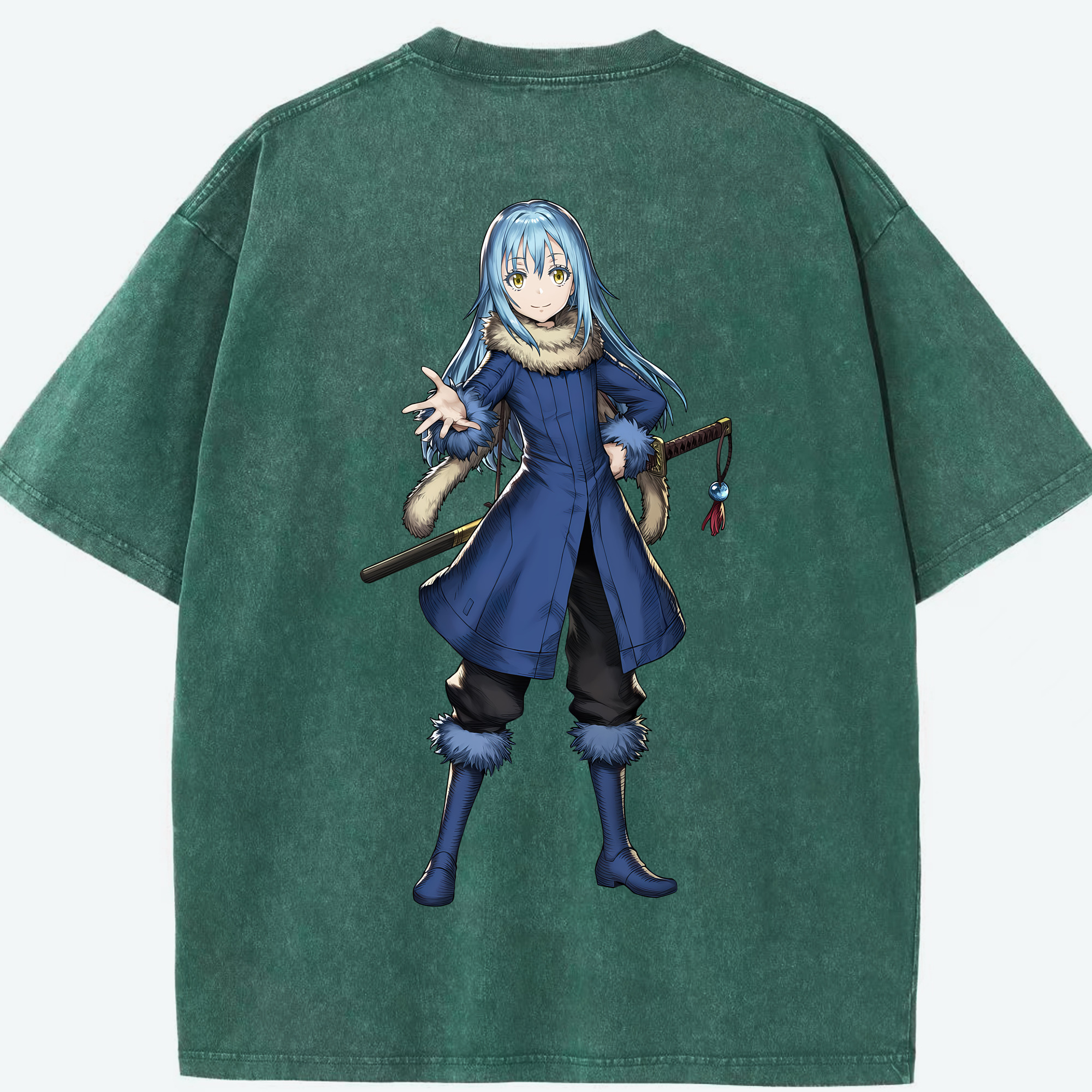 （画像用） 転スラ Regarding Reincarnated to Slime 綿100% ヴィンテージ風 半袖Tシャツ（背面プリント）